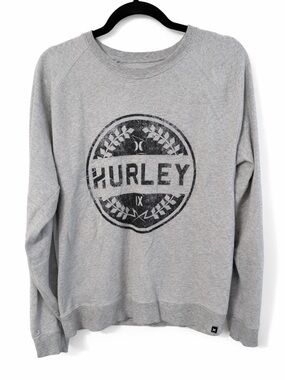 Hurley medium Light Gray Crewneck with Black Circular Logo